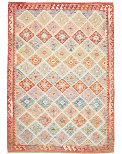 Tappeto Kilim Afghanistan beige arancione 183x257