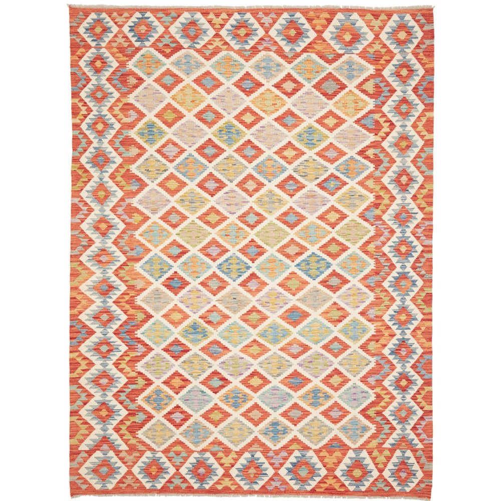 Tappeto Kilim Afghanistan marrone rosso 180x247
