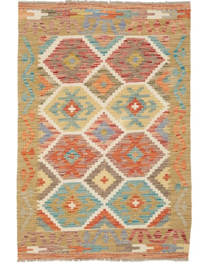 Tappeto Kilim Afghanistan marrone bianco 85x124