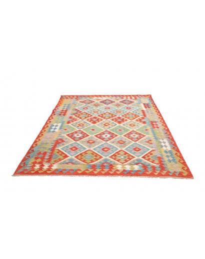 Tappeto Kilim Afghanistan marrone bianco 174x231