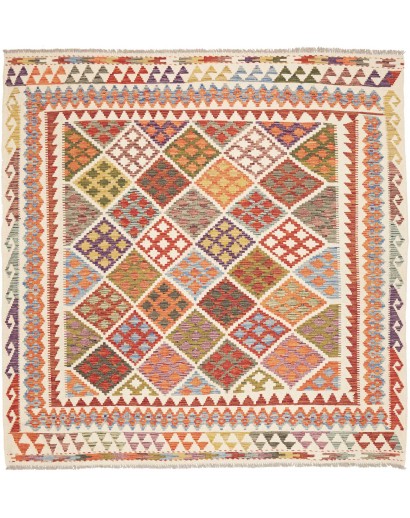 Tappeto Kilim Afghanistan bianco marrone 206x209