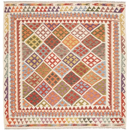 Tappeto Kilim Afghanistan bianco marrone 206x209