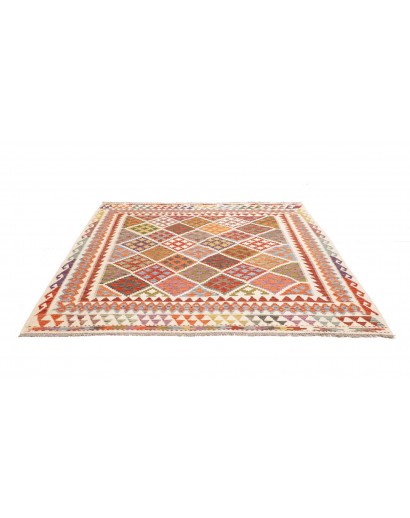 Tappeto Kilim Afghanistan bianco marrone 206x209
