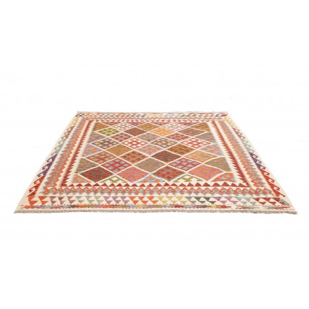 Tappeto Kilim Afghanistan bianco marrone 206x209