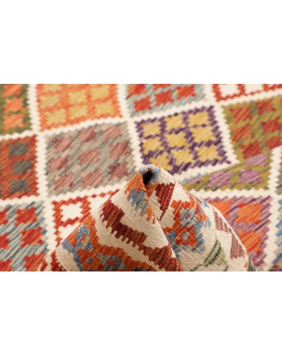 Tappeto Kilim Afghanistan bianco marrone 206x209