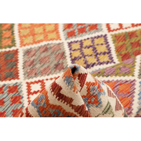 Tappeto Kilim Afghanistan bianco marrone 206x209