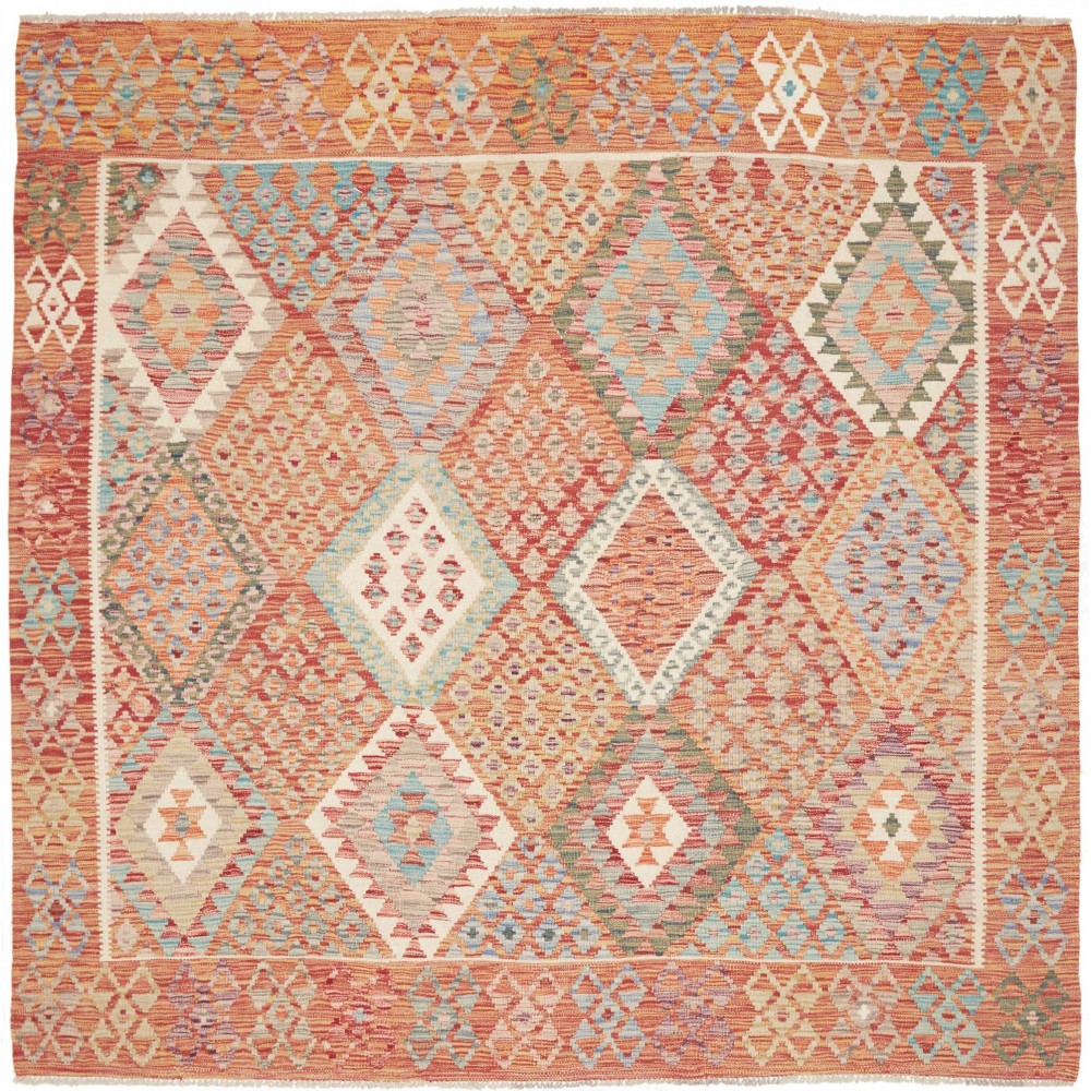 Tappeto Kilim Afghanistan marrone bianco 208x205