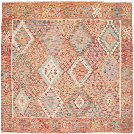 Tappeto Kilim Afghanistan marrone bianco 208x205