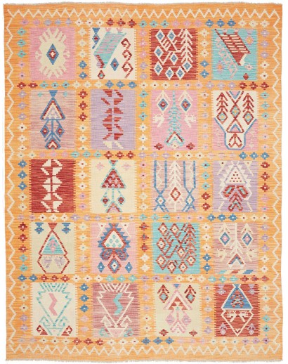 Tappeto Kilim Afghanistan marrone arancione 182x230