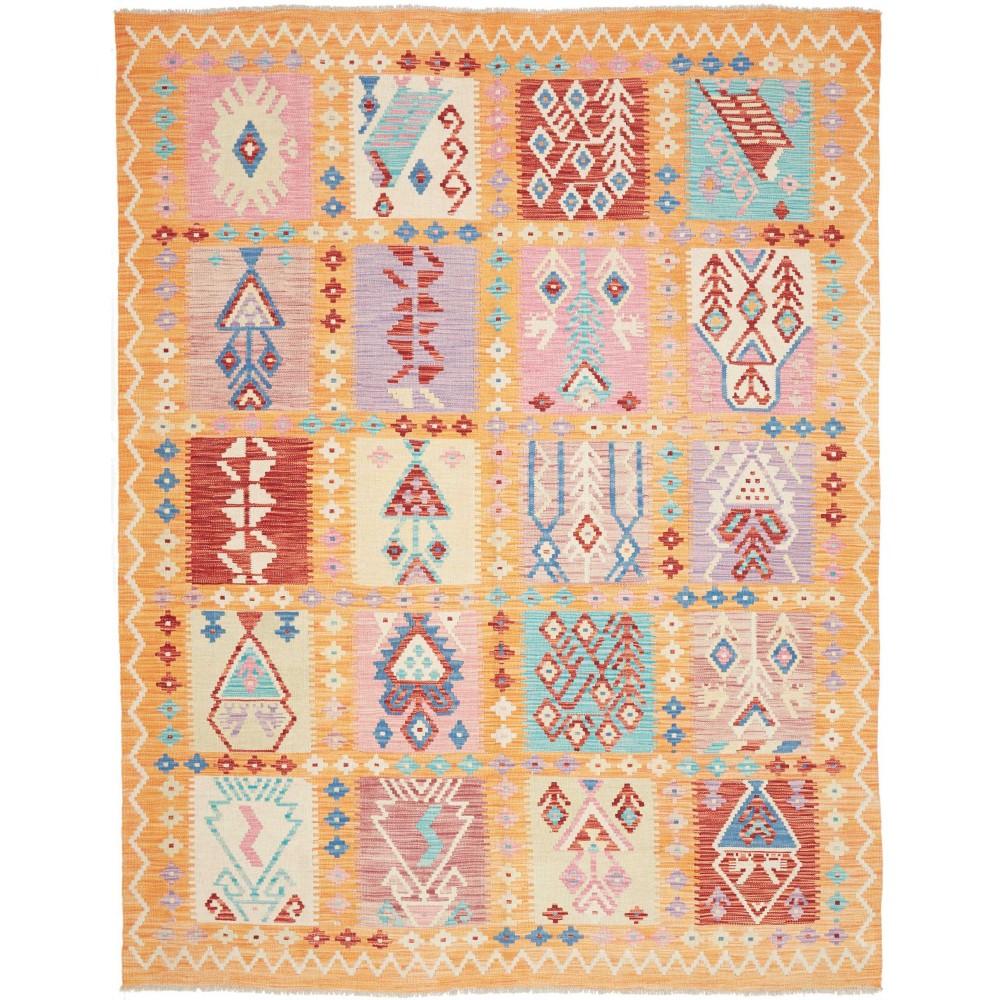 Tappeto Kilim Afghanistan marrone arancione 182x230