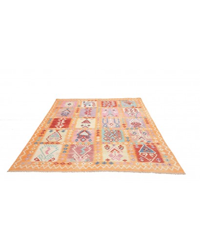 Tappeto Kilim Afghanistan marrone arancione 182x230