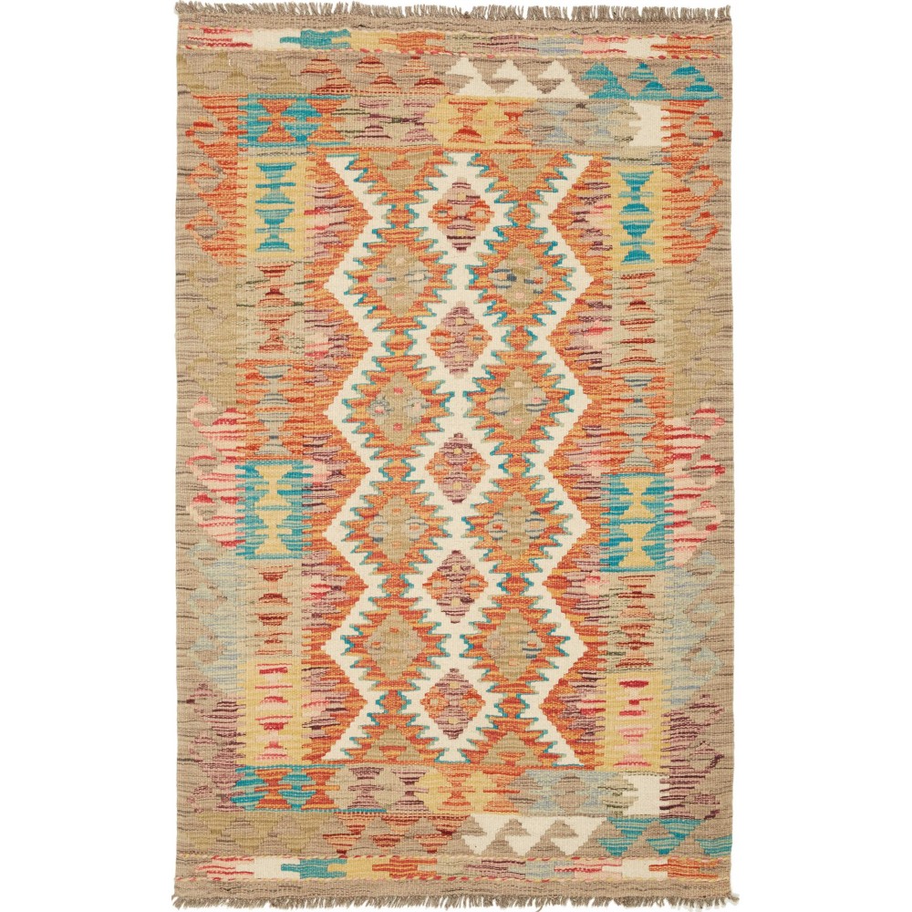 Tappeto Kilim Afghanistan marrone blu 82x126