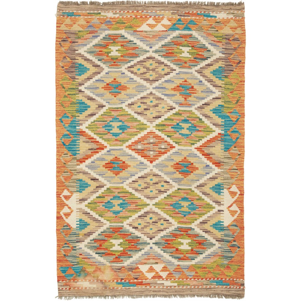 Tappeto Kilim Afghanistan marrone bianco 81x125