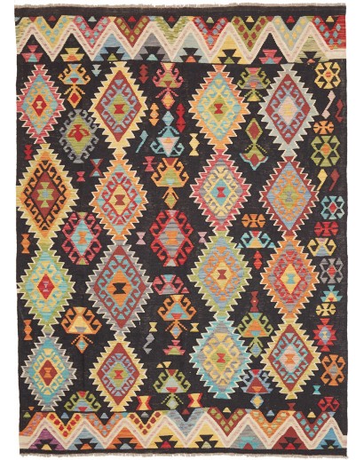 Tappeto Kilim Afghanistan marrone grigio 187x260