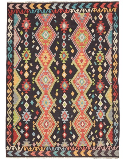 Tappeto Kilim Afghanistan marrone grigio 168x232