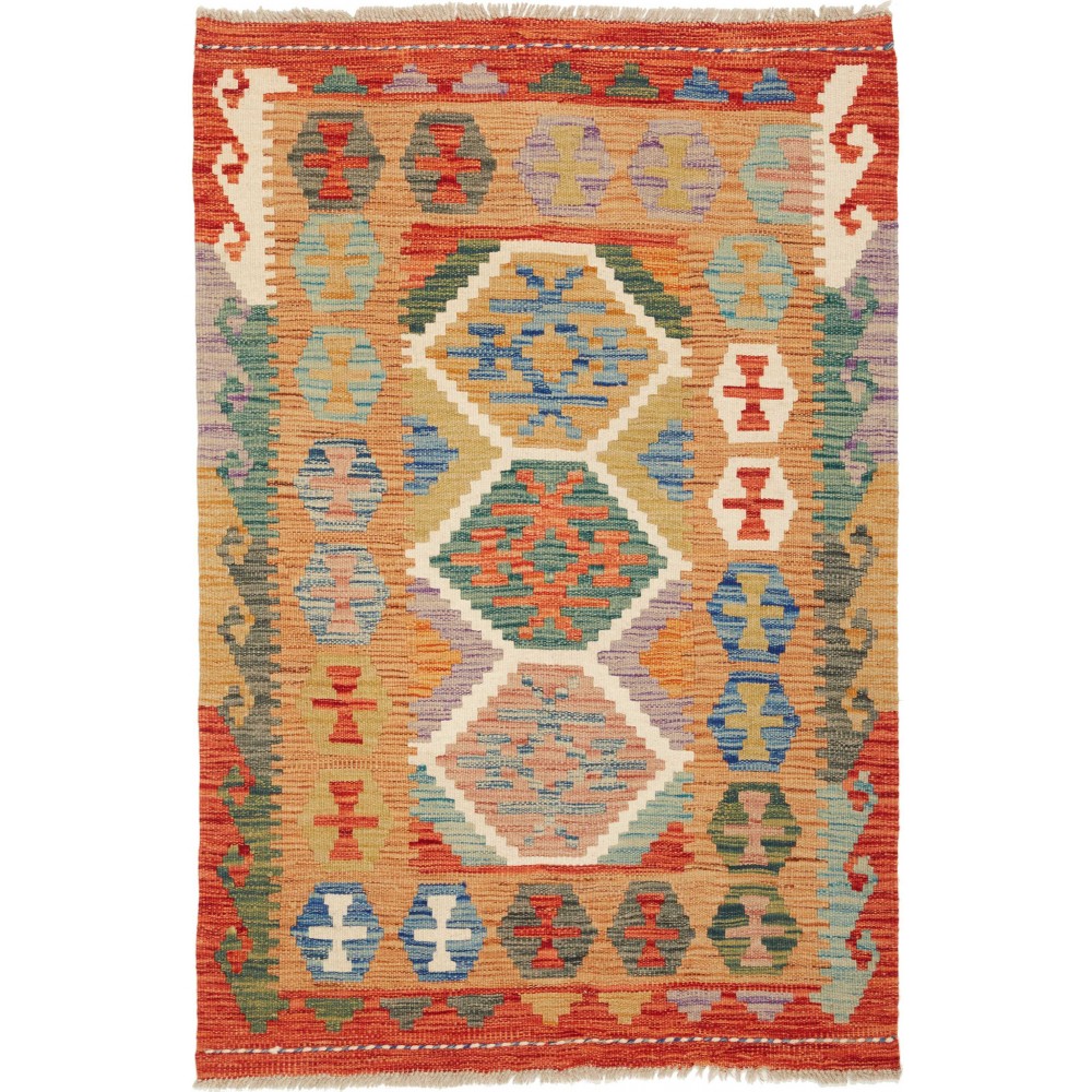 Tappeto Kilim Afghanistan marrone bianco 84x126