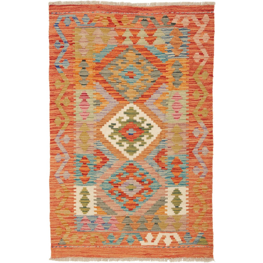 Tappeto Kilim Afghanistan arancione grigio 78x119