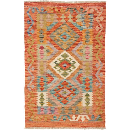Tappeto Kilim Afghanistan arancione grigio 78x119