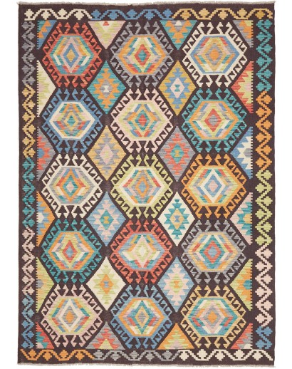 Tappeto Kilim Afghanistan marrone grigio 175x245