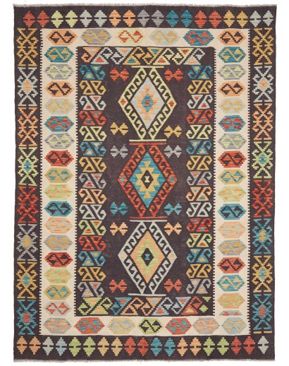 Tappeto Kilim Afghanistan marrone grigio 180x242