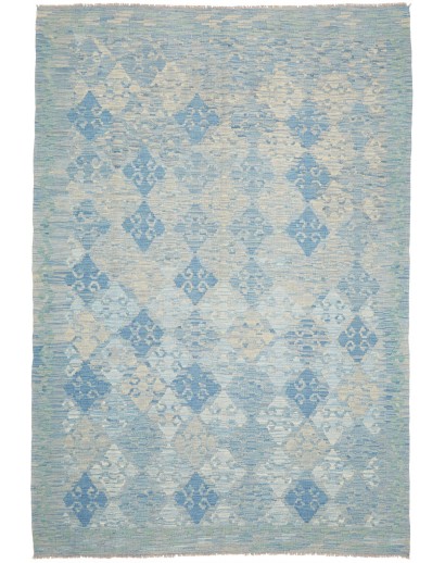Tappeto Kilim Afghanistan azzurro bianco 175x266