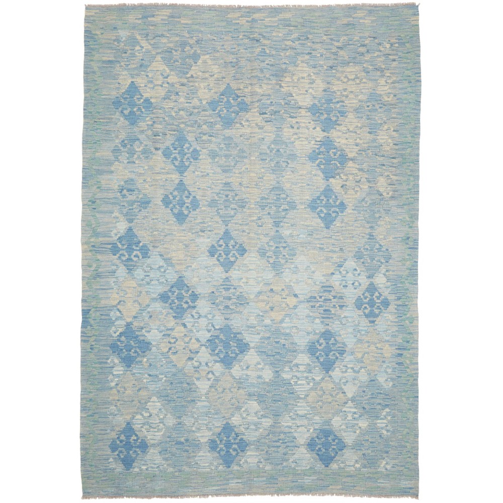 Tappeto Kilim Afghanistan azzurro bianco 175x266