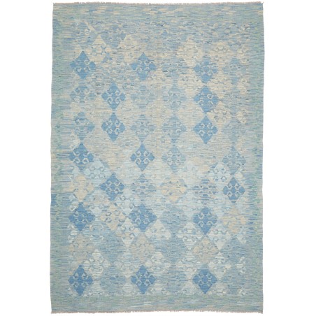 Tappeto Kilim Afghanistan azzurro bianco 175x266