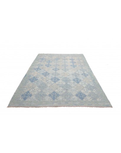 Tappeto Kilim Afghanistan azzurro bianco 175x266