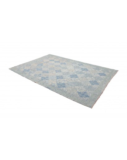 Tappeto Kilim Afghanistan azzurro bianco 175x266