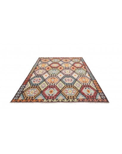 Tappeto Kilim Afghanistan marrone verde 183x242