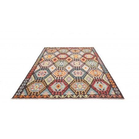 Tappeto Kilim Afghanistan marrone verde 183x242