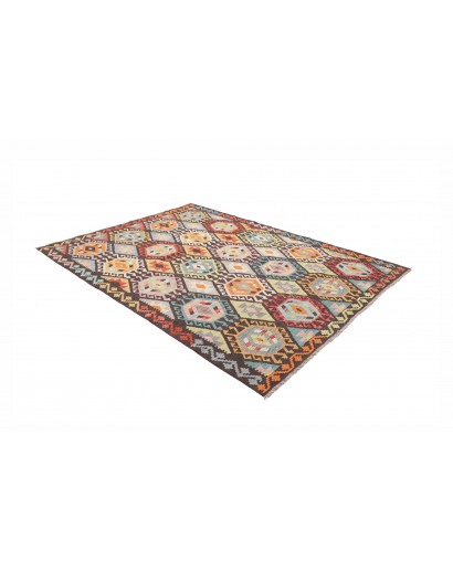 Tappeto Kilim Afghanistan marrone verde 183x242