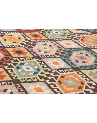 Tappeto Kilim Afghanistan marrone verde 183x242