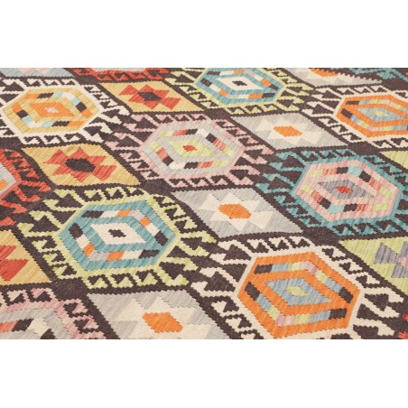 Tappeto Kilim Afghanistan marrone verde 183x242