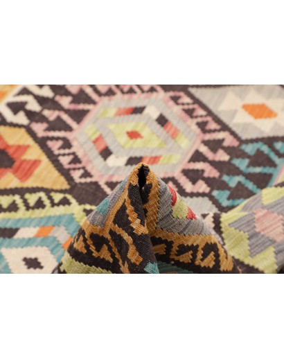 Tappeto Kilim Afghanistan marrone verde 183x242