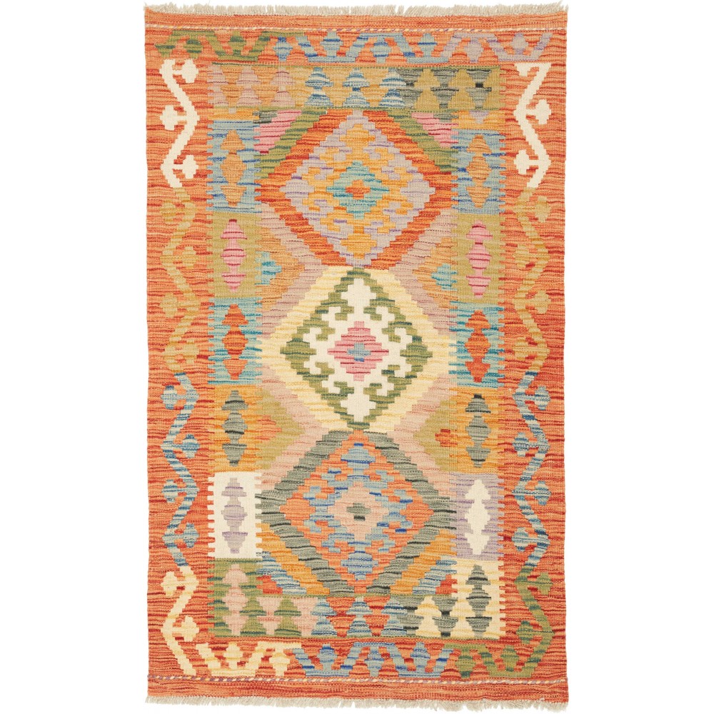 Tappeto Kilim Afghanistan marrone bianco 80x133