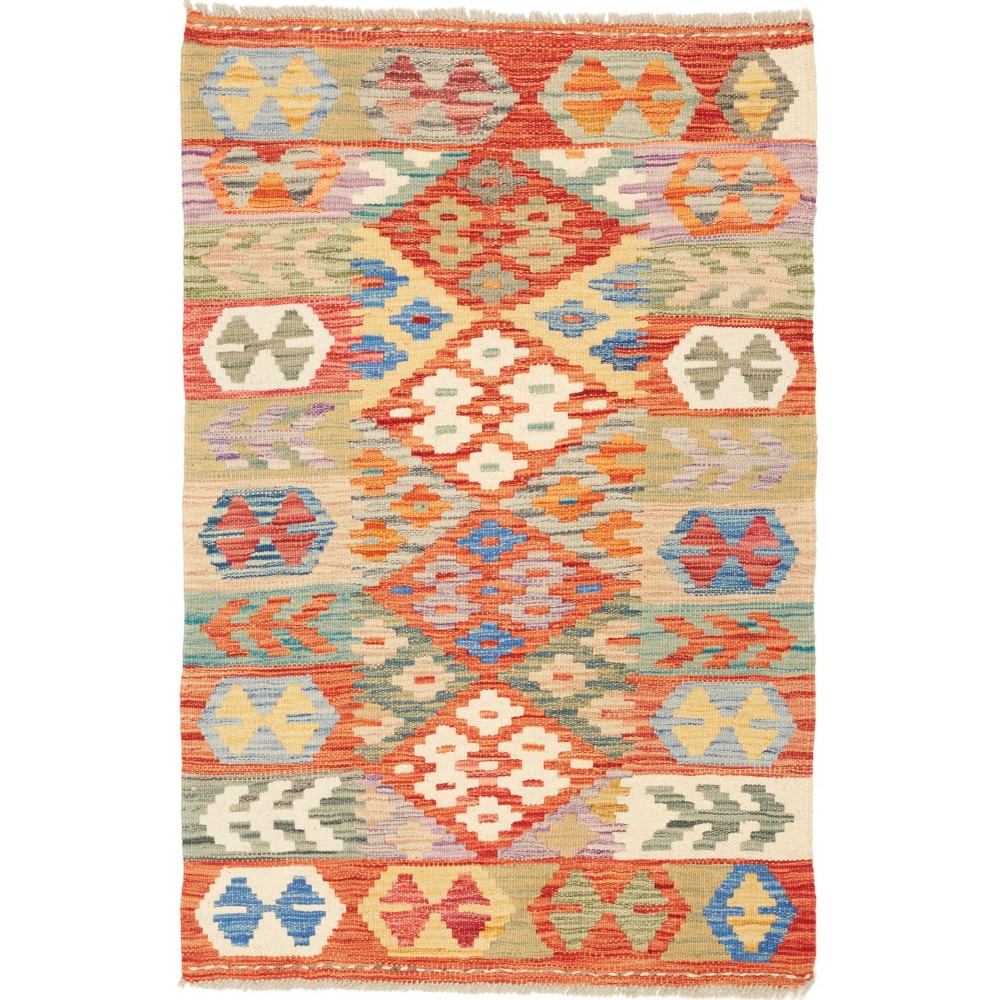 Tappeto Kilim Afghanistan marrone bianco 79x123