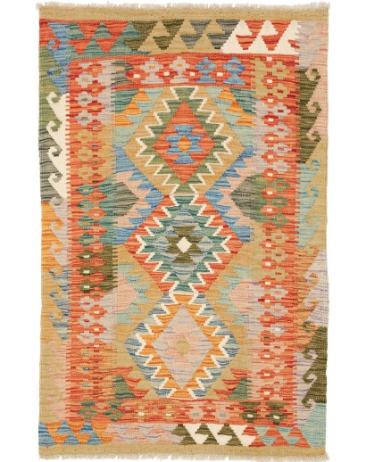 Tappeto Kilim Afghanistan marrone bianco 81x125