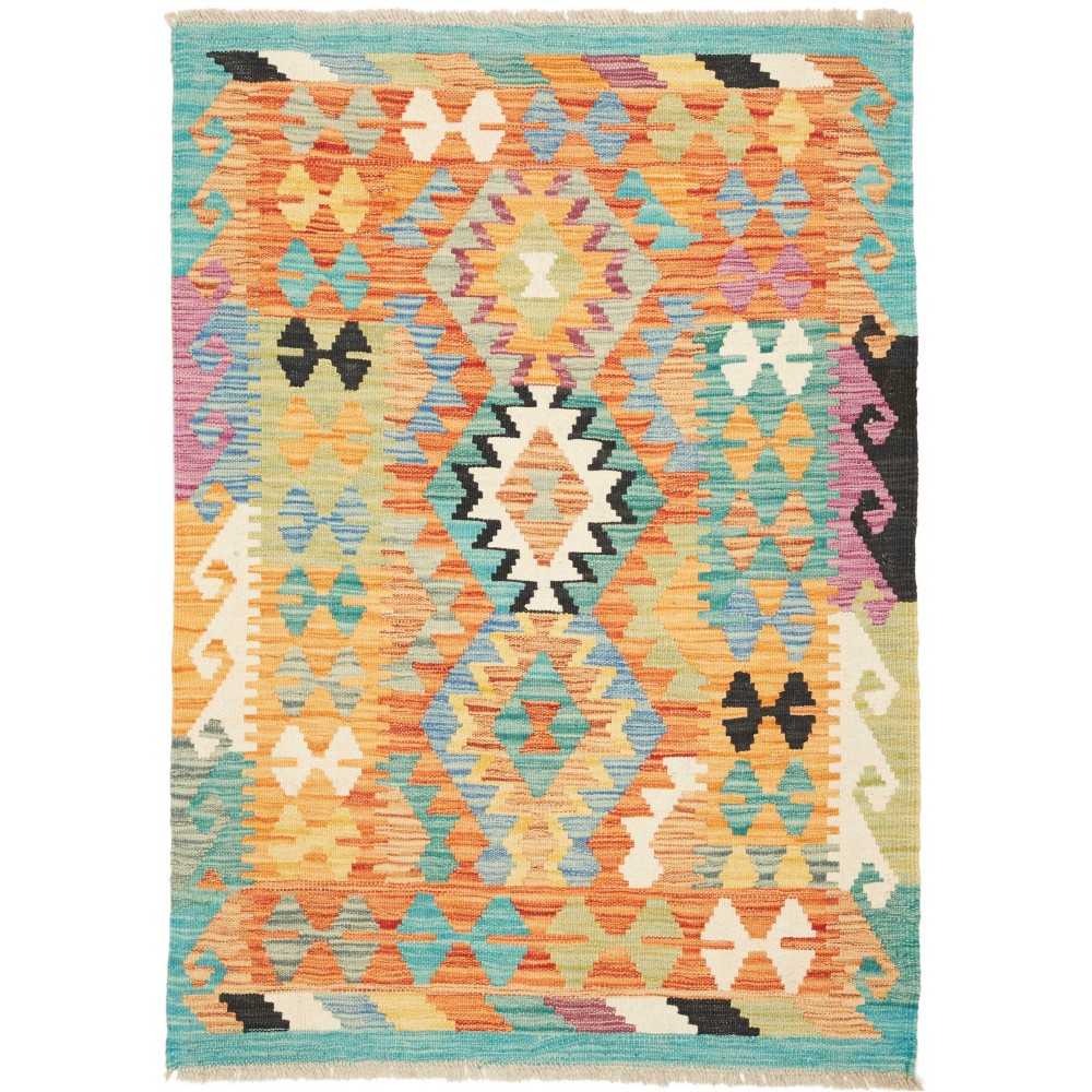 Tappeto Kilim Afghanistan marrone bianco 87x123