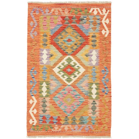 Tappeto Kilim Afghanistan arancione azzurro 76x121