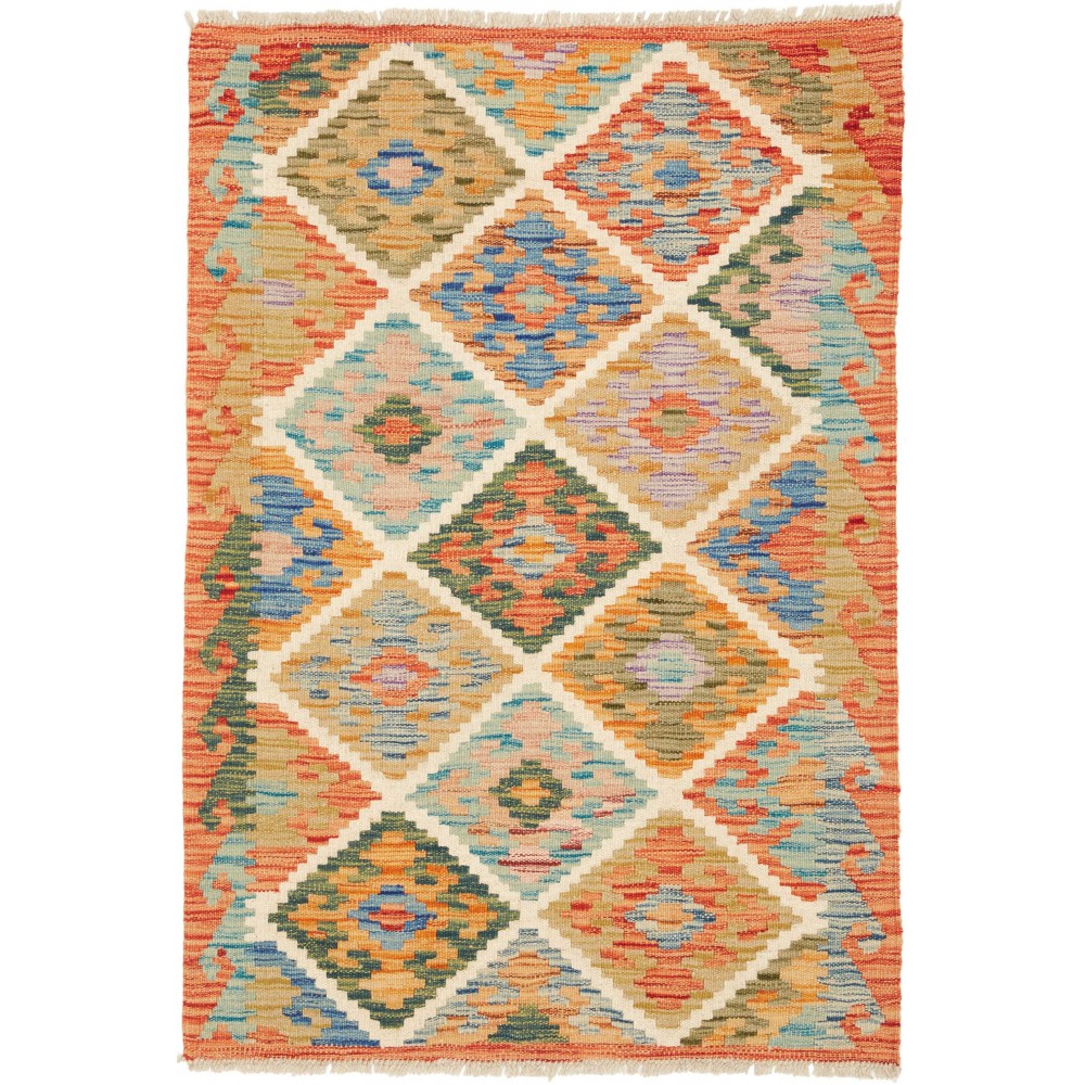 Tappeto Kilim Afghanistan marrone azzurro 80x116