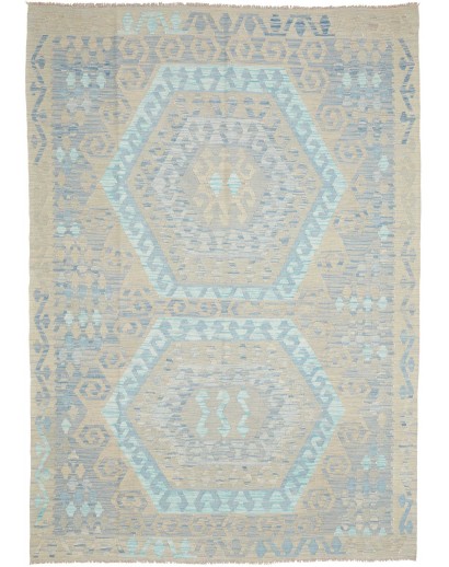 Tappeto Kilim Afghanistan beige azzurro 182x253