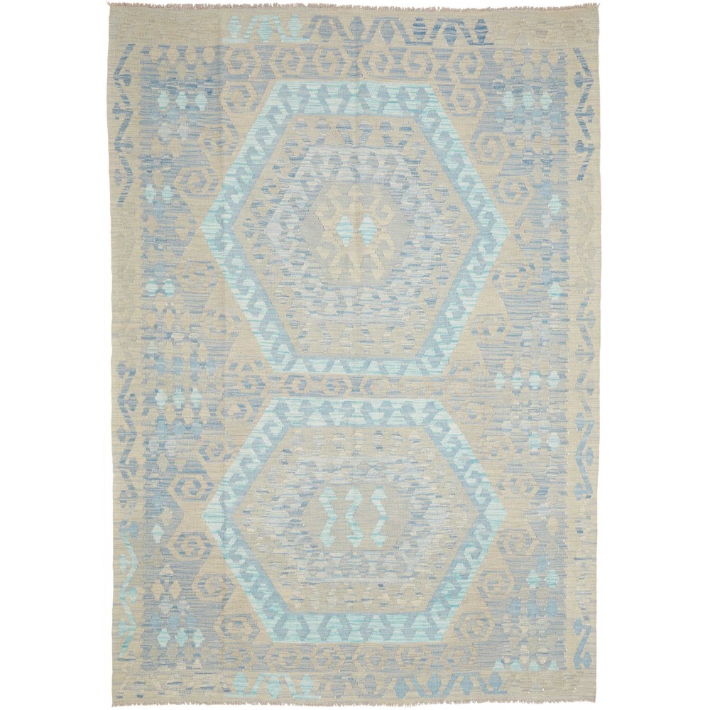 Tappeto Kilim Afghanistan beige azzurro 182x253