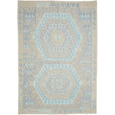 Tappeto Kilim Afghanistan beige azzurro 182x253