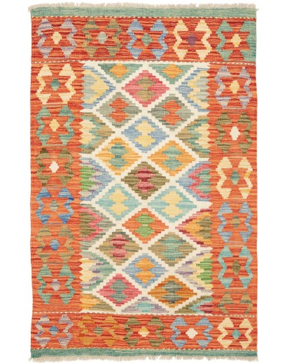 Tappeto Kilim Afghanistan marrone bianco 82x125
