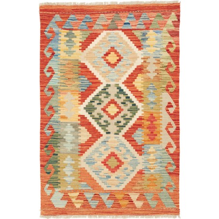 Tappeto Kilim Afghanistan marrone azzurro 81x122