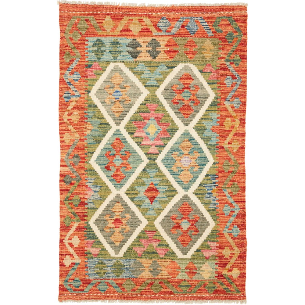 Tappeto Kilim Afghanistan marrone bianco 79x128