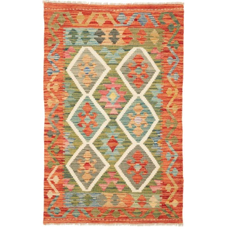 Tappeto Kilim Afghanistan marrone bianco 79x128