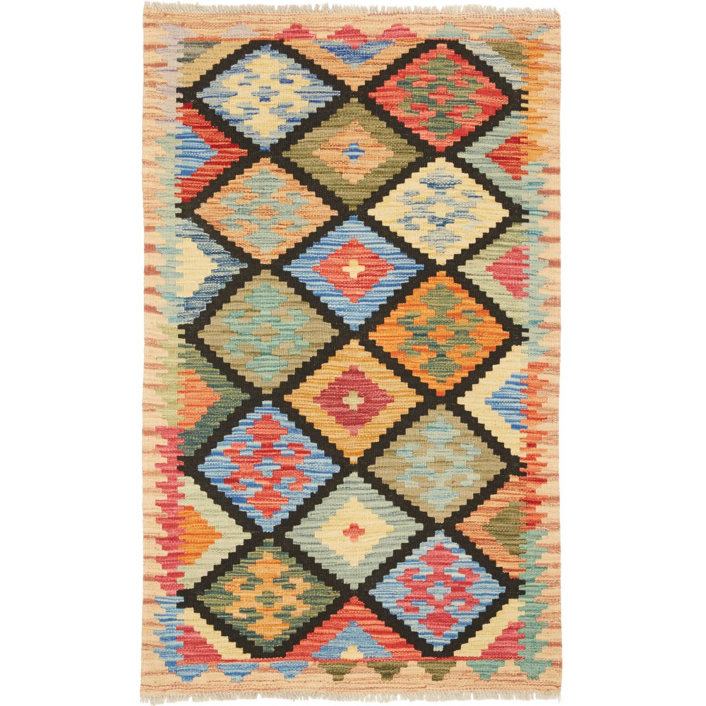 Tappeto Kilim Afghanistan marrone grigio 77x127