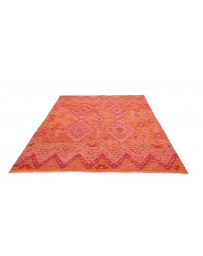 Tappeto Kilim Afghanistan rosso arancione 182x245